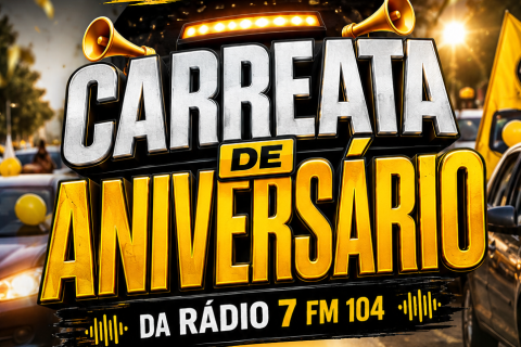 🚗🎉 Rádio 7 FM 104 prepara grande carreata de aniversário com música ao vivo e sorteio de 70 prêmios